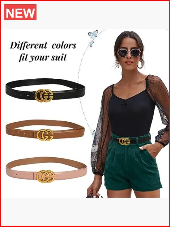 Classic Metal Buckle Faux Leather Belt for Jeans and Dresses main image 6